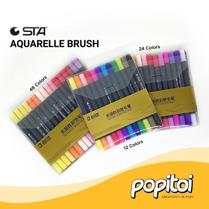 

Uta - Sta Aquarelle Water Color Dual Tip Brush Pen Spidol Mewarnai Cat Air Melukis Menggambar