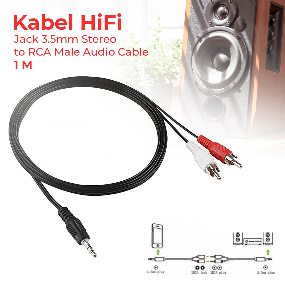 

Kabel HiFi Jack 3.5mm Stereo to RCA Male Audio Cable 1M - S-PC-521