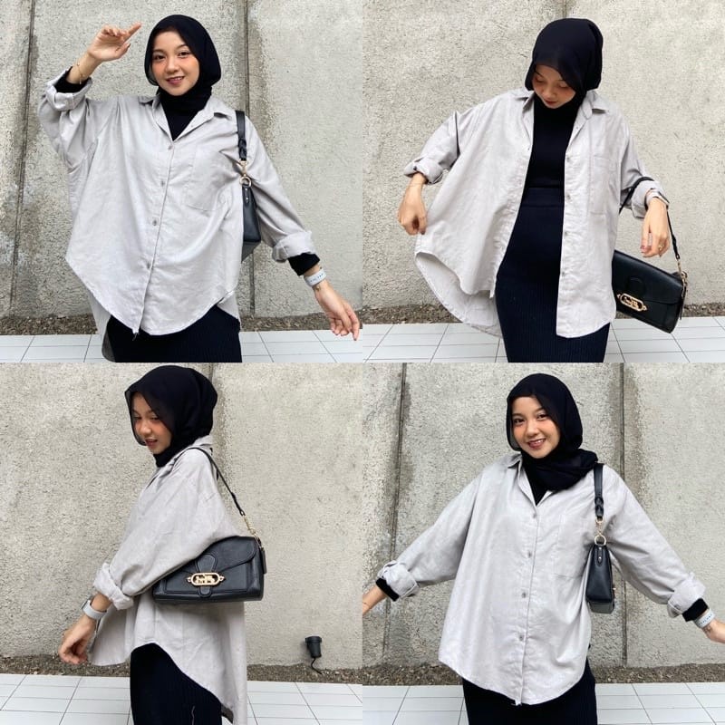 Pola Mewah Kemeja Wanita Oversize Shirt Oversize Kemeja Polos Shirt