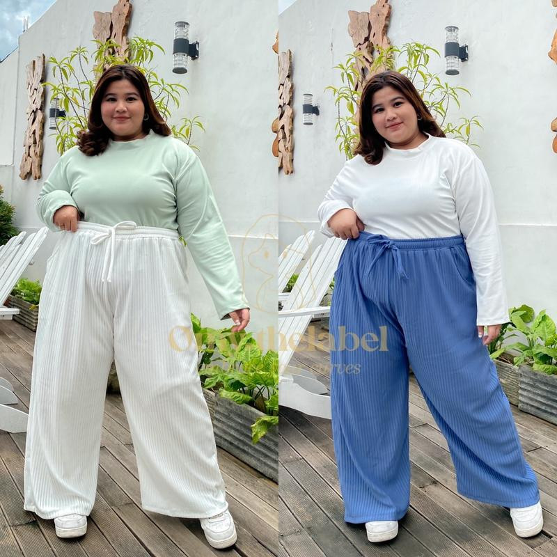 Pola Mewah Stella Pants - Celana Knit Super Jumbo [Muat Bb 140] - Kulot Highwaist Big Size Jumbo