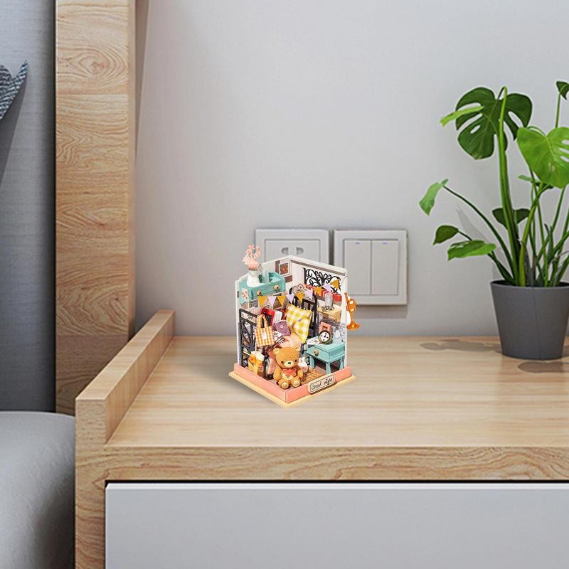 Miniature Doll House Kit Wooden Dolls House Bear House Wooden Dolls House Miniature Doll House Kit