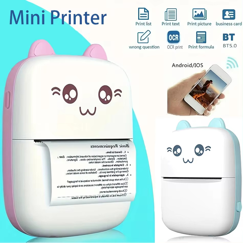 

Mini Photo Therma Printer Portable Ink-free Thermal 57mm Sticker Colorful Paper Wireless BT 200dpi Android IOS Printing Machine