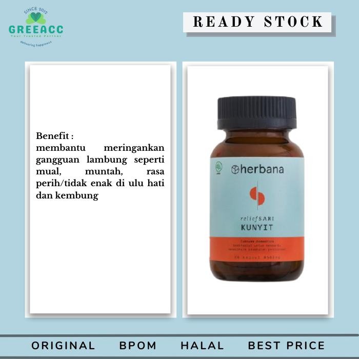 

Terlaris Herbana Relief Sari Kunyit 60 Kapsul