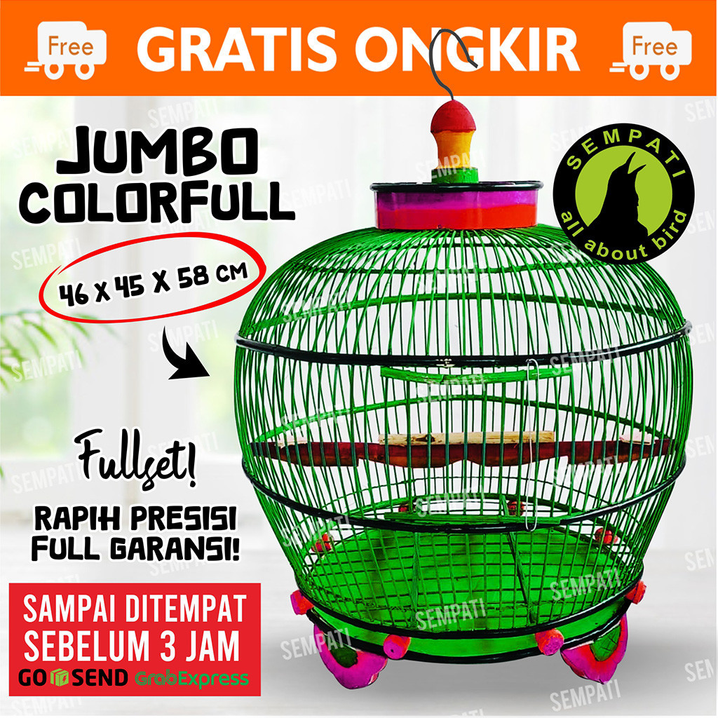 SEMPATI Sangkar Kandang Burung Perkutut Bambu Rotan Full Warna Sangkar Bulat Burung Tekukur Derkuku