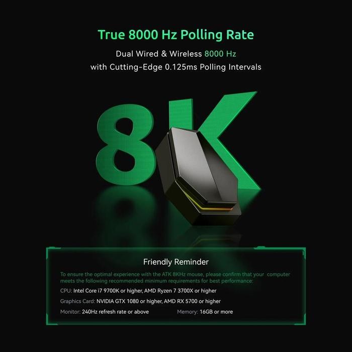 

ATK FIERCE X Lightweight Magnesium Alloy Gaming Mouse 8K Hz 42g PAW3950 Ultra