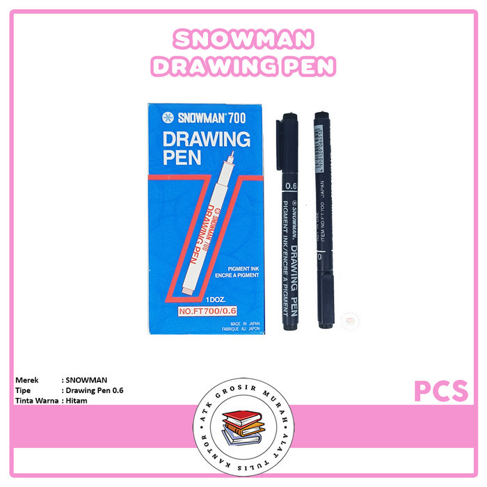 

GROSIR!!! Drawing Pen Snowman 700 Hitam 0.6 ATK