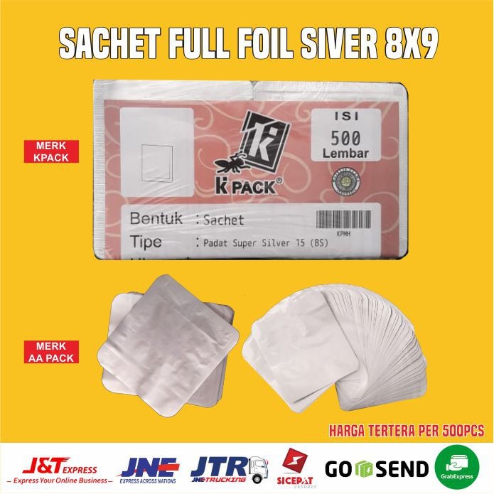 Sachet Full Foil 8x9 / sachet 8 x 9 / kpack isi 500pcs WE