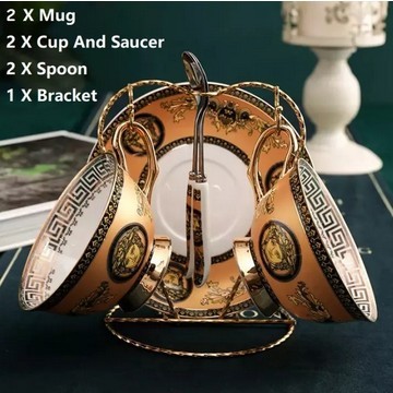 Sn* Cangkir Kopi Mug Eropa Tea Set Kopi Set Piring Kerak Sendok