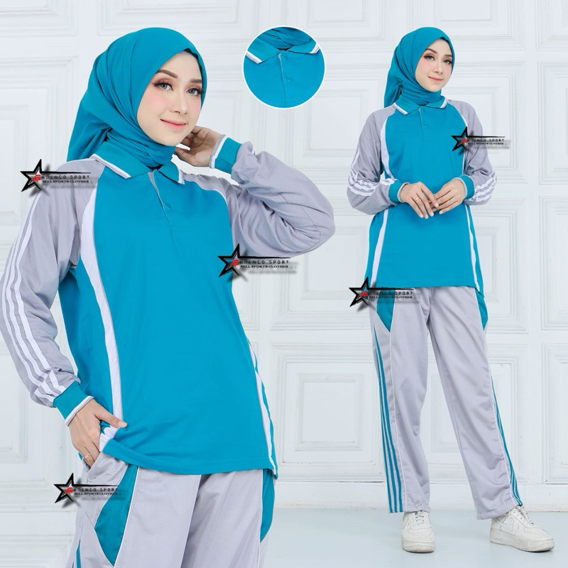 Baju Senam Sporty Setcel Panjang Kekinian Baju Olahraga Berkualitas Baju Set Olah Raga Setcell Musli