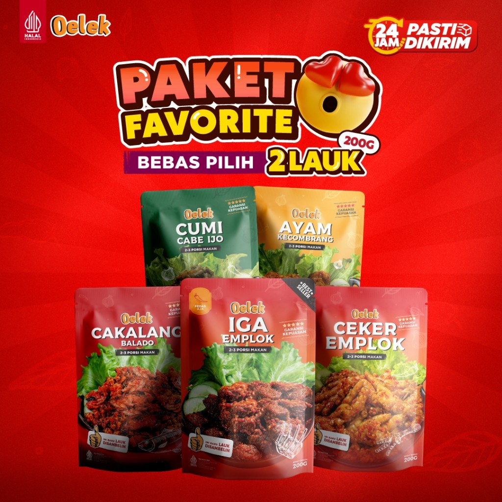

CPT - Oelek Paket Favorite 2 Bebas Pilih / Iga Emplok / Cakalang Balado / Cumi Cabe Ijo / Ayam