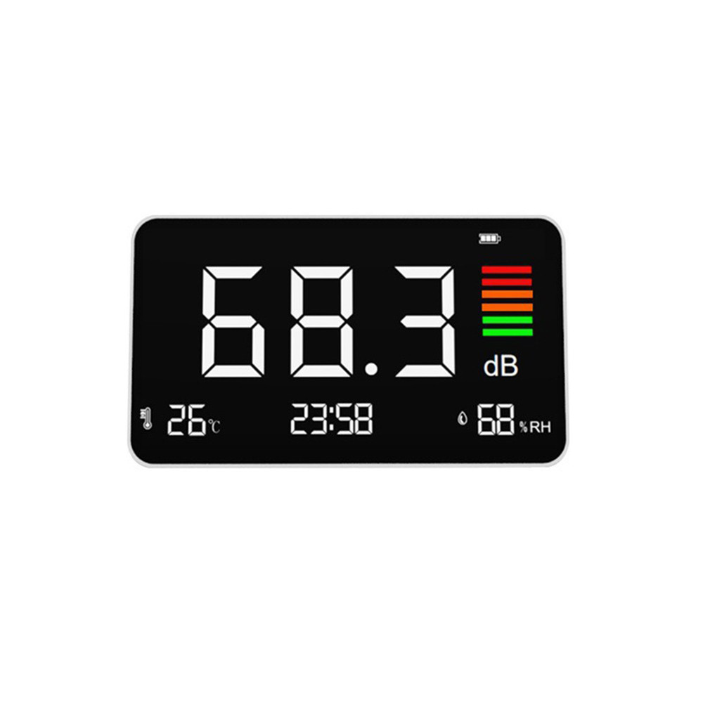 Noise Meter LED Decibel Time Display Temperature Humidity Monitoring Instrument High Precision Noise