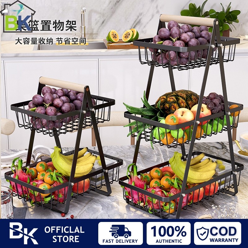 Keranjang Rak Dapur Rak Buah Besi SegitigaRak Buah Besi Tinggkat 2/3