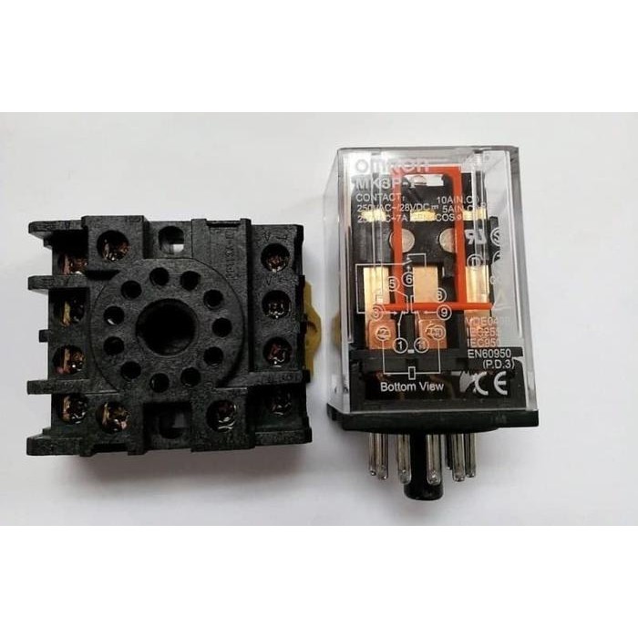 Relay Omron Mk3P 11 Kaki 220 Volt Ac Plus Socket - 220 Volt Ac Terbaru