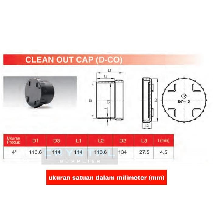 Promo Clean Out Cap Rucika 4" Inch D Co Pvc / D Co / Dop Tutup Pipa 4" Berkualitas