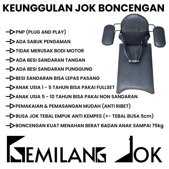 JOK BONCENGAN ANAK MOTOR SUZUKI NEX ADA BESI SANDARAN & SEATBELT