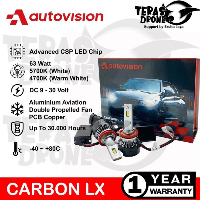 NEW ` LED AUTOVISION CARBON LX - H1 H4 H7 H11 HB3 - 63 WATT - 5700K