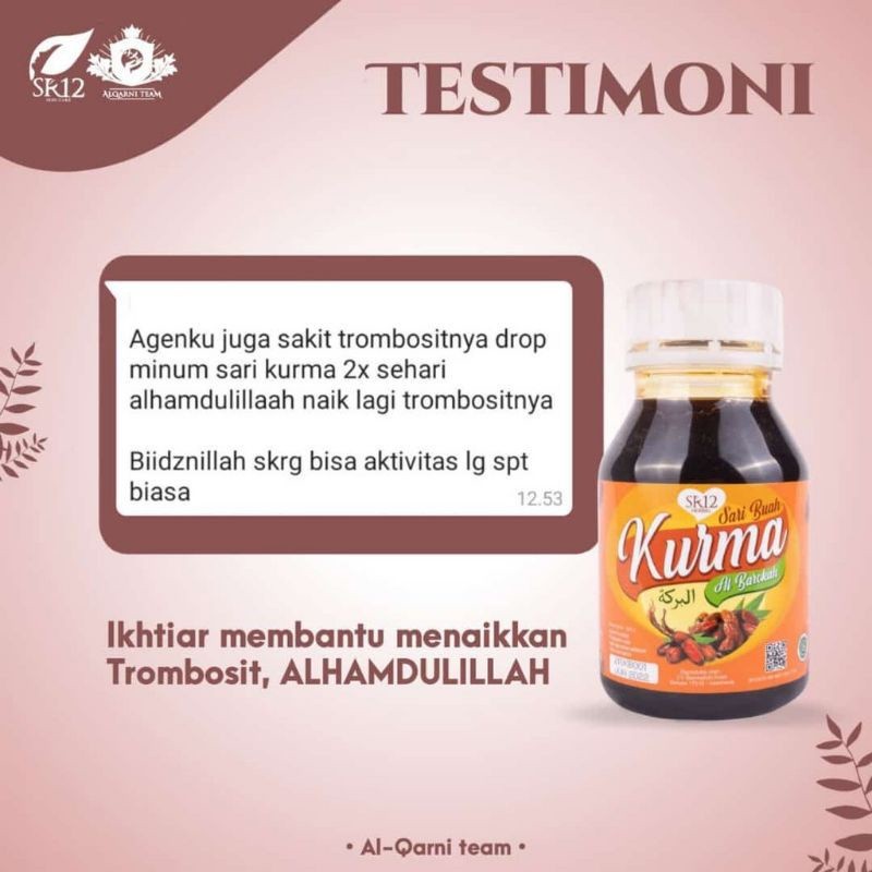 

Sensasi Lezat Sari Kurma Sr12 Trombosit Busui Bumil Booster Imun Herbal