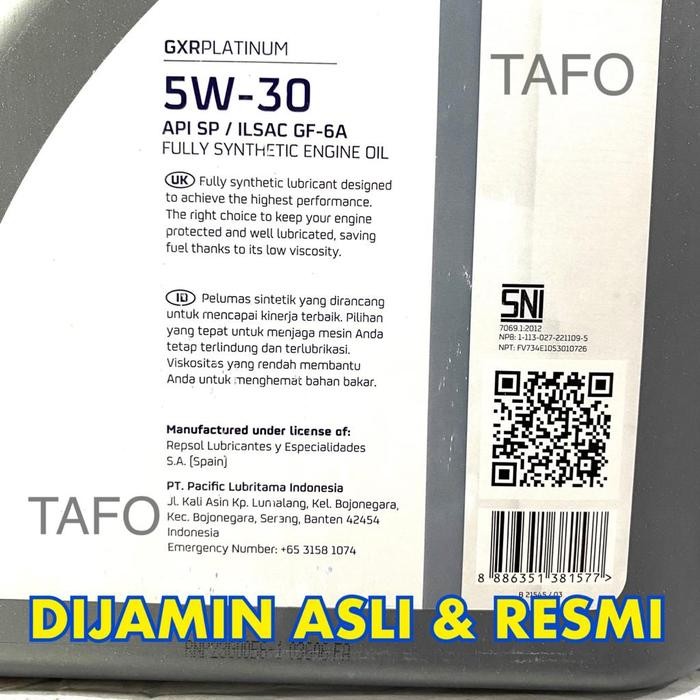 Termurah OLI MESIN FULLY SYNTHETIC REPSOL 5W-30 GXR PLATINUM 4 LITER