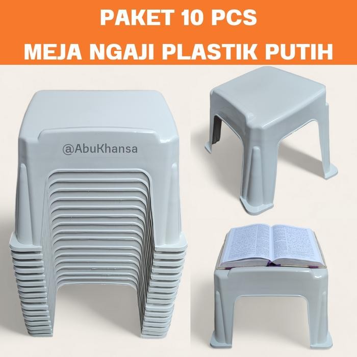Paket 10 Pcs Meja Ngaji Plastik Putih Lekar Plastik Meja Mengaji
