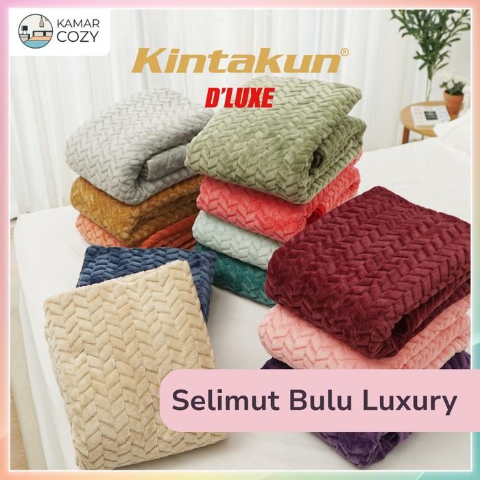 Kintakun Selimut Dluxe Luxury ukuran 160 x 200 - Premium chunky Blanket aesthetic - Selimut polos
