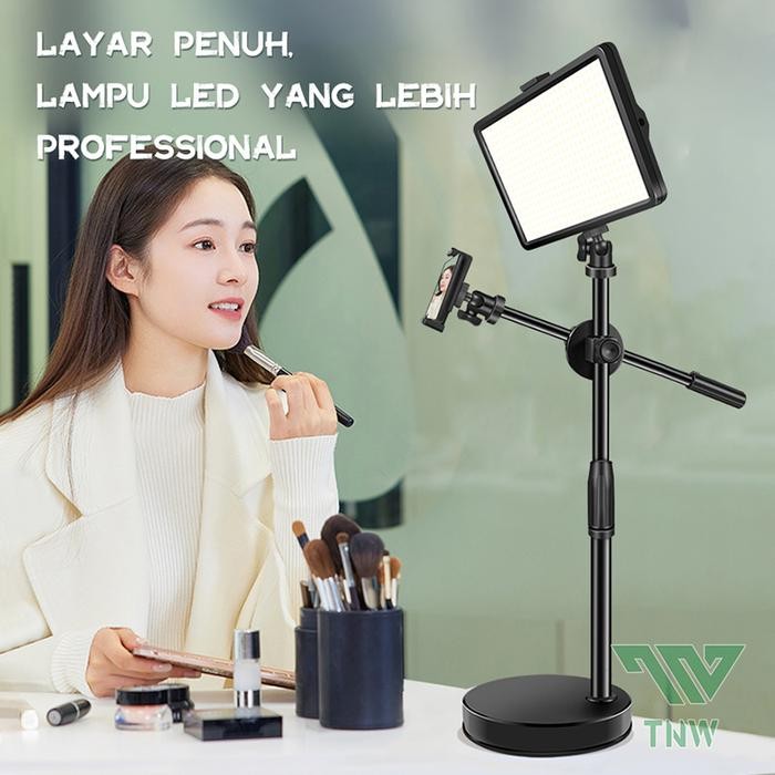 Tnw Overhead Stand Tripod Hp + Led Lampu Stand Holder Bracket 360 Overhead Tripod Lampu Phone Holder