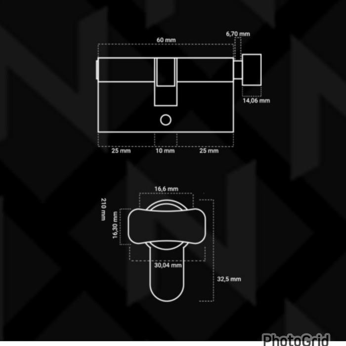 Original.. Kodai Silinder Kunci Pintu Putar Knop 60 Mm/ Kodai Silinder Kunci Knop