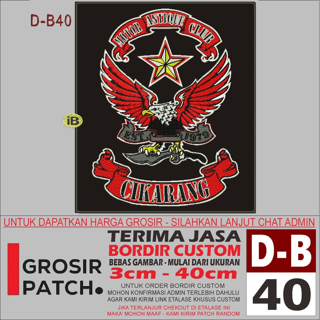 MB PATCH BORDIR D-B40 LOGO MOTOR CLUB AKSESORIS/EMBROIDERY