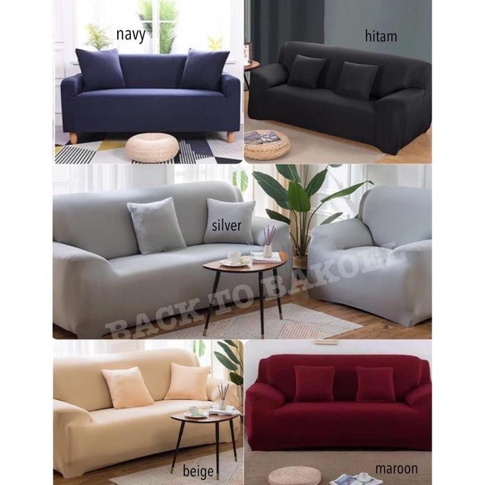 Cover Sofa Seater Polos / Sarung Sofa Stretch Elastis 2 & 3 Seater