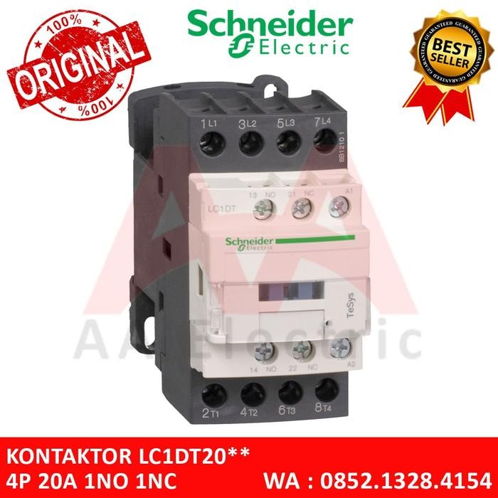 KONTAKTOR LC1DT20** / CONTACTOR LC1DT20** SCHNEIDER 4P 20A KUALITAS TERBAIK