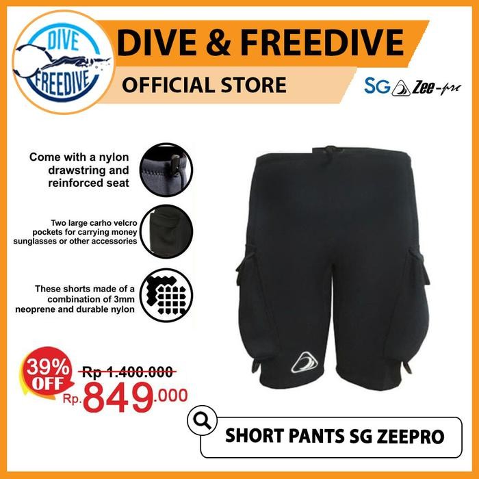 Short Pants Zeepro 3mm w/ Pocket Celana Pendek Neoprene Wetsuit Diving