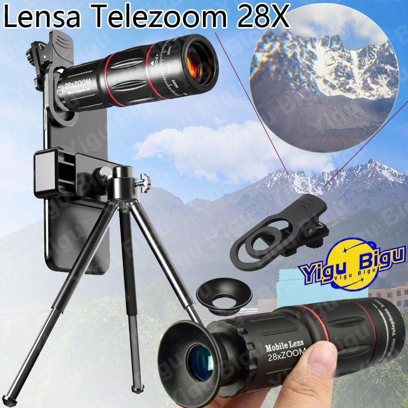 Apexel 28X Tele 4K Kamera Ponsel Sudut Lebar Teleskop Teleskop Lensa Mobile Lens Mata Ikan Makro