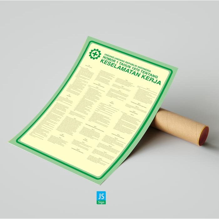 (Allthebest) Poster Safety K3 Keselamatan Kerja UU no.1 tahun 1970 Ukuran A3