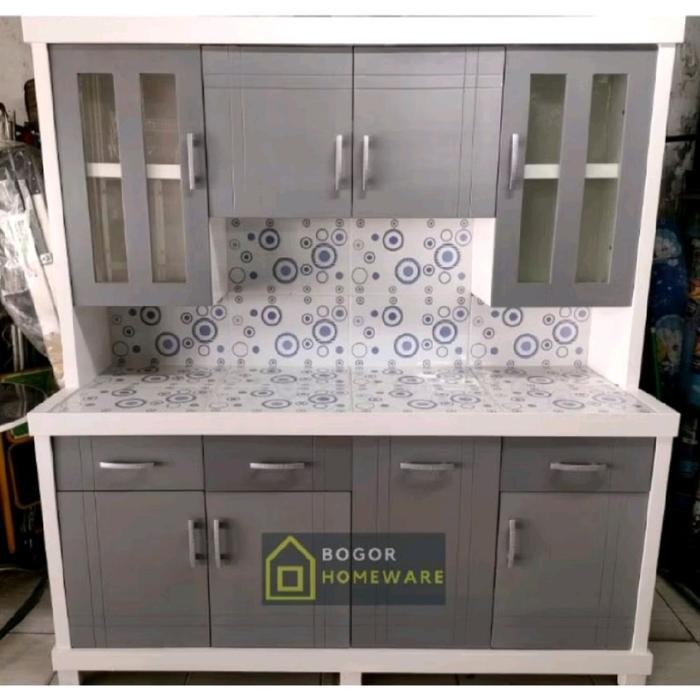 (KHUSUS BOGOR) LEMARI DAPUR / LEMARI PIRING KAYU 4 PINTU