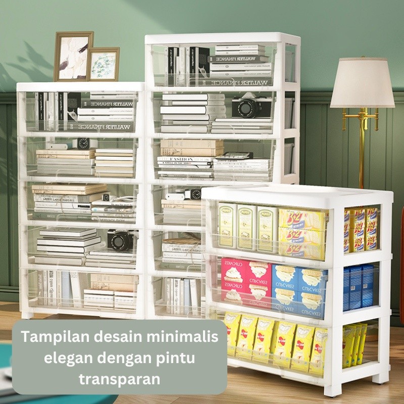 LEMARI PLASTIK PAKAIN/BUKU/MAINAN ANAK/SNACK MULTIFUNGSI LACI SUSUN STORAGE CABINET PLASTIK RAK