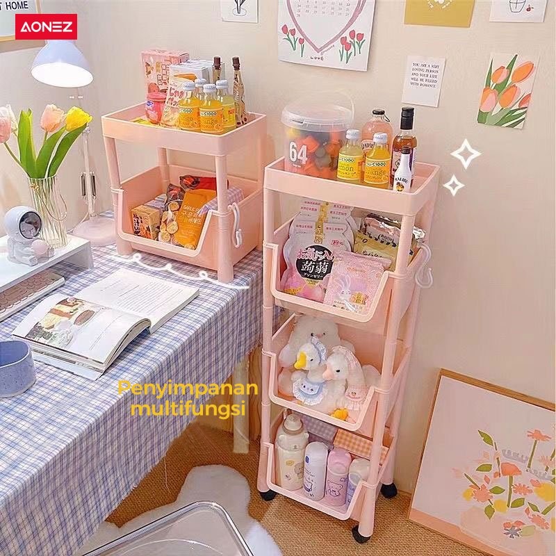 RAK BUKU SUSUN SERBAGUNA TEMPAT RAK BUKU ANAK LEMARI BUKU PLASTIK RAK PORTABLE RODA RAK MAINAN