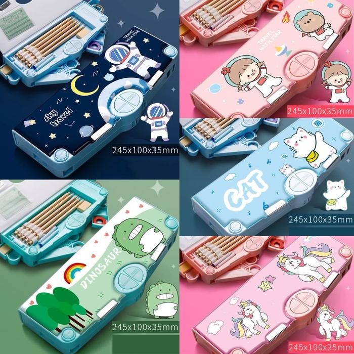 

Kotak Pensil Anak Sekolah Mekanik Multifungsi Serbaguna Fullset Penggaris Gunting Original