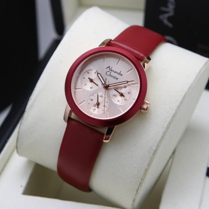 JAM TANGAN WANITA ALEXANDRE CHRISTIE AC 2A25 AC2A25 ROSEGOLD RED ORI