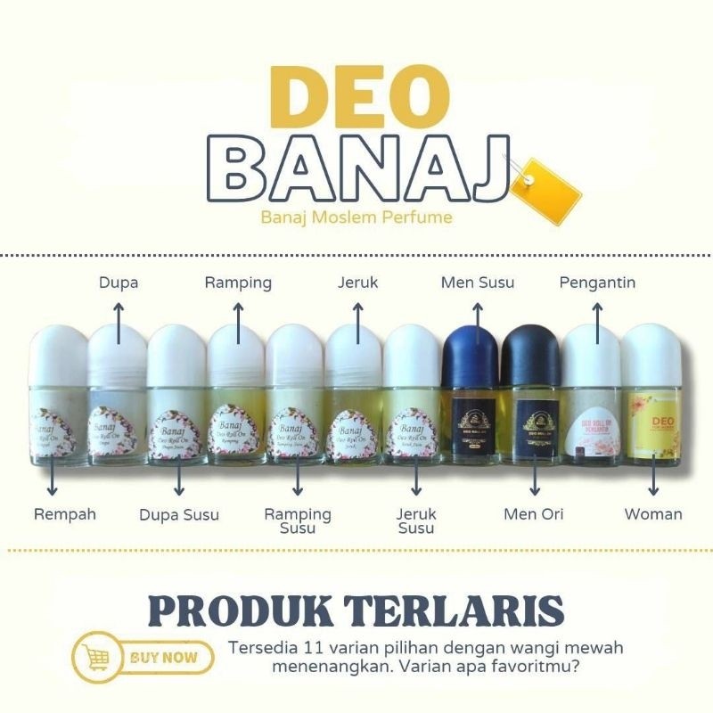 DEO BANAJ ROLL ON / DEODORANT BANAJ / DEO BANAJ PERFUME / DEODORAN BANAJ PARFUM / DEO REMPAH / DEO