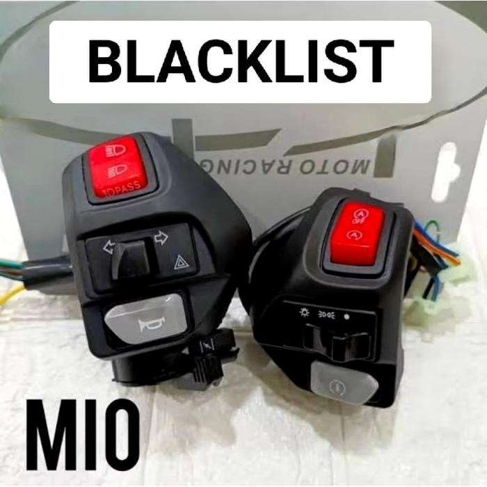 Saklar Set hazard Vietnam Domino Tombol Hitam Merah Biru Motor Yamaha Mio Sporty Mio Smile Mio