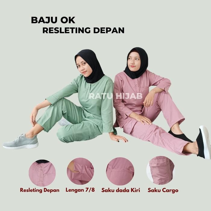 Baju OK OKA RESLETING DEPAN Lengan 7/8 Dokter Petugas medis Perawat
