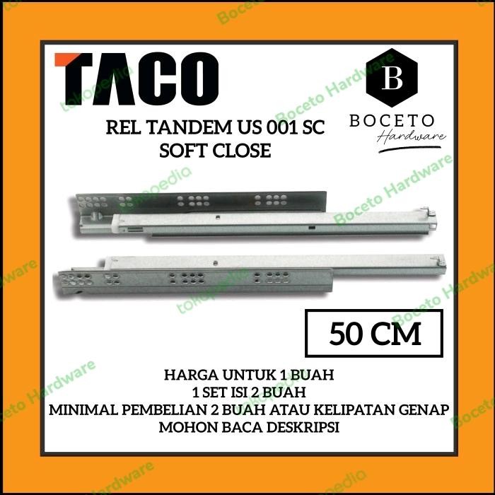 PREMIUM Rel Laci Tandem TACO Slowmotion / Rel Tandem Soft Close Panjang 50 Cm