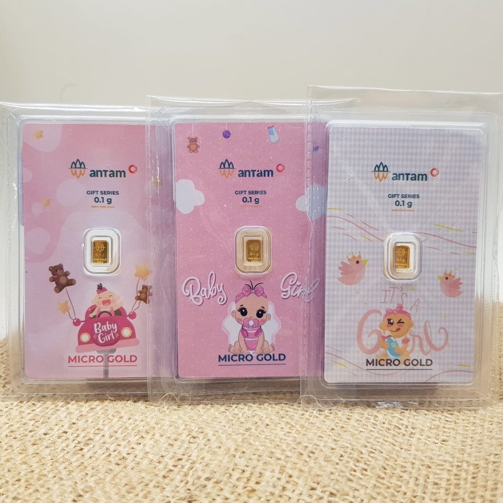 Hampers Newborn gift ANTAM BABY GIRL SERIES MINIGOLD - PREMIUM MICROGOLD - Logam Mulia 999.9 24K