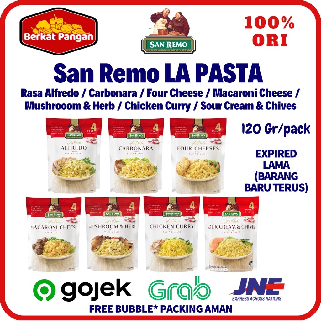 

Desyallshop San Remo La Pasta Macaroni Cheese Alfredo Four Cheeses Chicken Curry