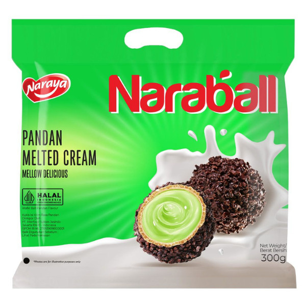 

Andrianbijaksana Naraya Naraball Wafer Ball Original Chocolate Strawberry Pandan Melted Cream 300G