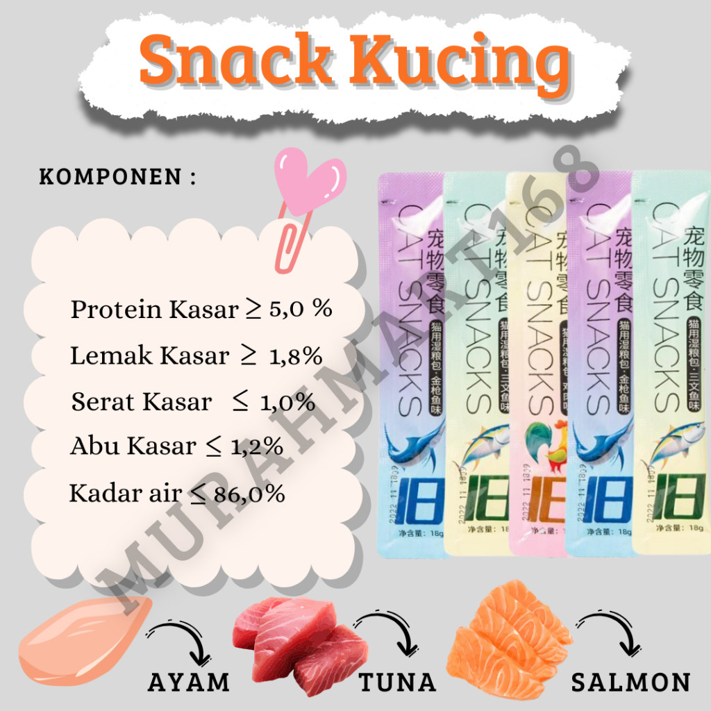 

Andrianbijaksana Snack Kucing Mix Isi 50 Pcs /Strip Kucing Kecil / Cemilan Kucing/ Snak Penggemukan