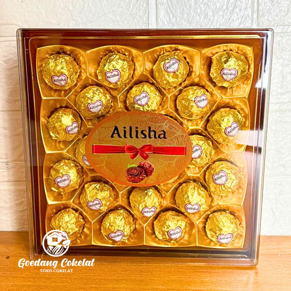 

Andrianbijaksana Ailisha Chocolate Coklat Wafer Ball Box Shape Alishia Golden Chocolate 200G / 300G