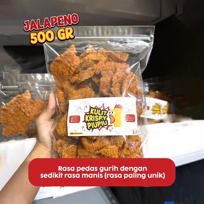 

Piupiu - Kulit Ayam Crispy 500Gr Snack Rasa Jalapeno/Original/Pedas Daun Jeruk Food Cemilan