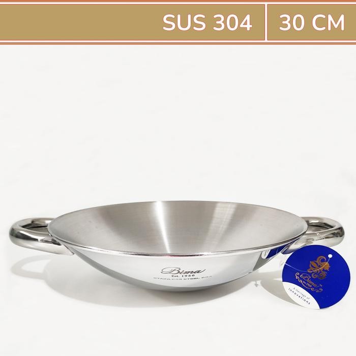 Wajan Stainless Steel BIMA 30 CM SUS 304 Wok Kuali Penggorengan- Element