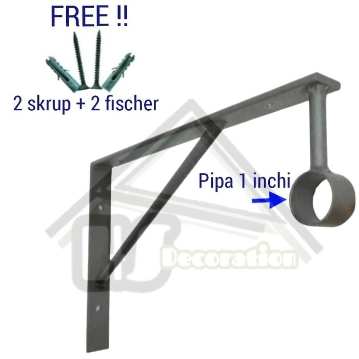 PREMIUM Rak besi siku penyangga gantungan baju // siku besi ambalan penyangga