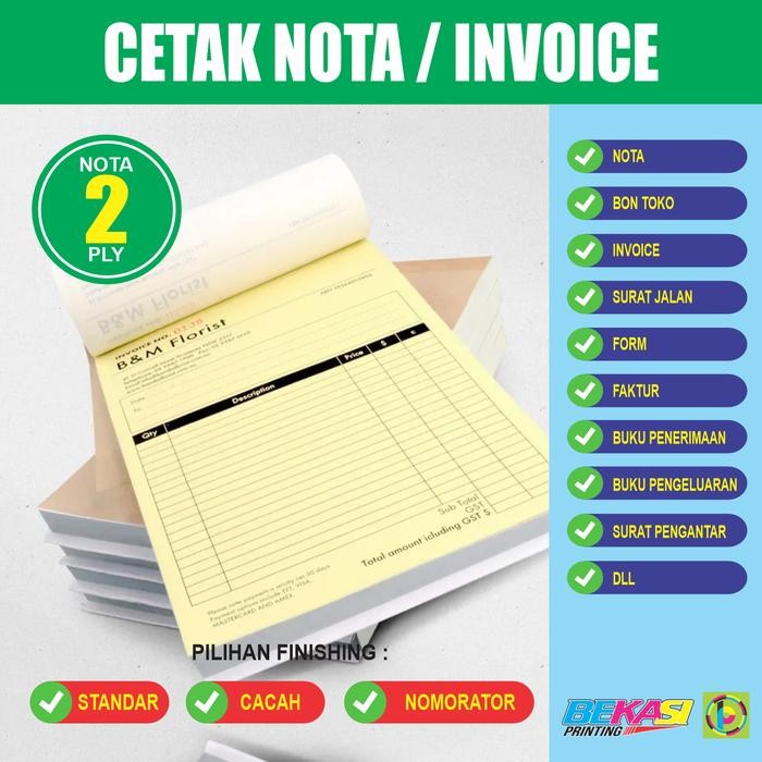 

Cetak Nota / Faktur 2 Ply - 1/4 Folio Rangkap 2 #Gratisongkir
